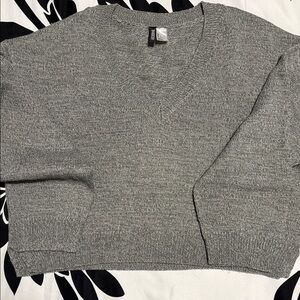 H&M Light Gray Ribbed Knit Sweater